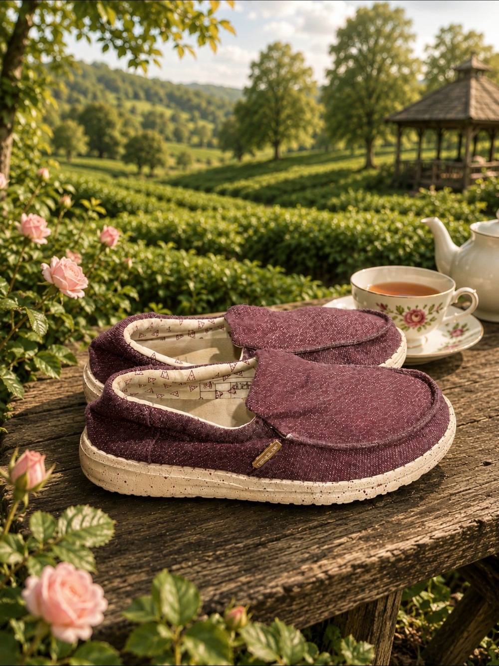Hey Dude Misty Women's Slip-On Sneakers in Plum size 6